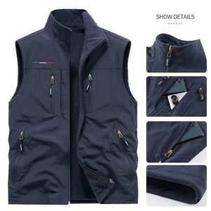 Veste en laine coupe-vent à col montant pour homme, mode hiver, avec logo personnalisé, décontractée, pour l'extérieur, grande taille, sans manches, chaude - Product Image 2
