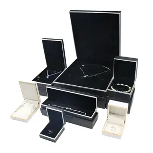 Factory Customized Gold And Silver Border Black Velvet Inlay Jewelry Display Packaging Gift Box
