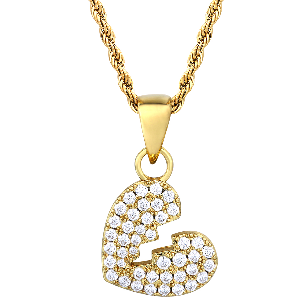 rope chain+gold broken heart