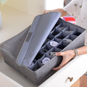 Clothing Organizer Drawer Style With Lid And Compartments For Socks Underwear Storage <b>Box</b> Rectangular <b>Foldable</b> Solid Color - Product Image 3