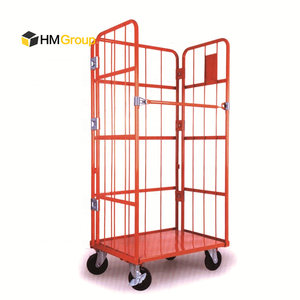 3 साइड फोल्डिंग वेयरहाउस लॉजिस्टिक भंडारण परिवहन रोल पिंजरे पहियों के साथ - Product Image 2