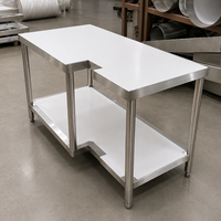 Table de travail en acier inoxydable sur mesure, non standard, pour cuisine commerciale, fabriquée en usine