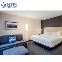 Maßgefertigte Hotelzimmer-Sets mit Kingsize-Bett und Sofa, Moderne Eichenholzpaneele, Umweltfreundliches Langlebiges Leder, Kommerzielle Möbel