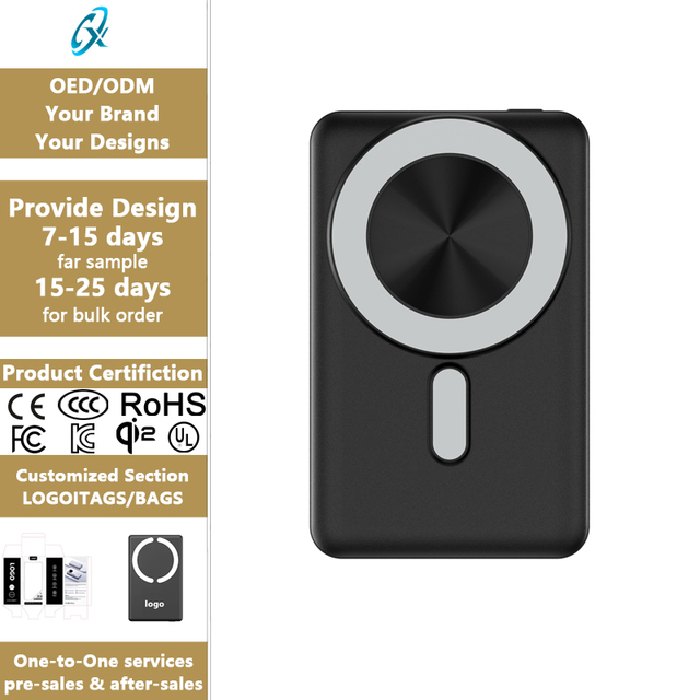 RTS 15W Magnetic Wireless Power Bank Built-in Charging Cables Foldable Phone Stand Portable External Battery charger for iPhone