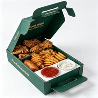 Boîte d'emballage pour poulet frit et frites avec compartiment à sauces, haute qualité, pour restauration rapide, impression à l'encre de soja, personnalisable