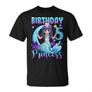 Camiseta de cumpleaños de sirena para niña de 5 años, diseño de princesa - Product Image 2