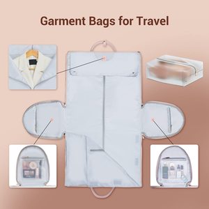 2 in 1 Foldable PU Leather <b>Garment</b> <b>Bag</b> for <b>Travel</b> Suit <b>Travel</b> <b>Bag</b> with Toiletry Pocket Shoes Compartment Shoulder Strap - Product Image 5