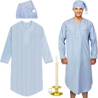 Ensemble pyjama de Noël 4 pièces Toulite pour homme à manches longues avec bonnet de nuit et porte-bougie - Motif uni hiver
