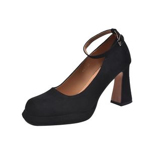 Chaussures de mariée Mary Janes françaises pour femmes, collection automne-été 2026, à talon carré, respirantes, à brides croisées, en cuir véritable, tendance mode - Product Image 1