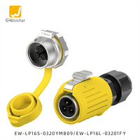 Connecteur industriel E-Weichta LP16 Jaune Femelle Montage sur panneau 10A Étanche IP68 Prise d'alimentation aviation 2/3/4/5/7/8/9 broches