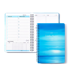 Carnet de planification hebdomadaire A5 non daté avec couverture en PP, journal de planification quotidienne et mensuelle, carnet à spirale, planificateur d'objectifs, agenda, liste de tâches - Product Image 1