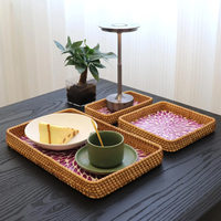 Plateau de fruits en coquille de rotin vietnamien rectangulaire maison salon salle à manger lumière panier de rangement de luxe plateau organisateur