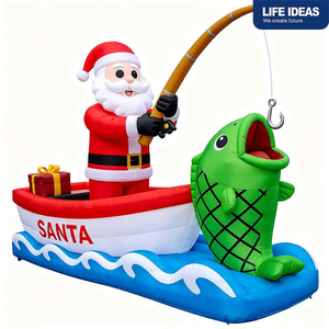 Venta al por mayor de fábrica: Oso inflable de poliéster 190T impermeable con LED, muñeco de Navidad inflable para decoración de techo y jardín. - Product Image 6
