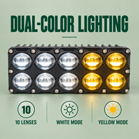 Feux de route LED bicolores HSS 32W, jaune et blanc, pour tout-terrain, 12-26V, IP67, pour camion, SUV, VTT, UTV