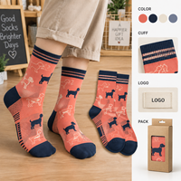 Chaussettes fantaisie amusantes orange marine avec motif animalier, en tricot, idéales comme cadeau, impression originale, marque privée, commande personnalisée, approbation de la coupe