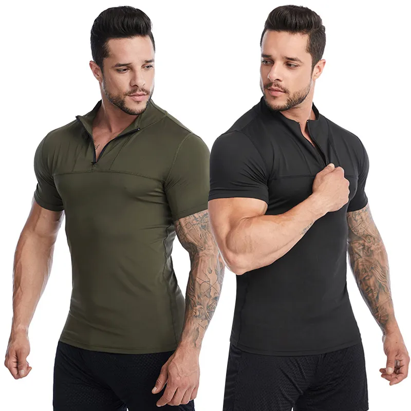 Aoyema LULU-Camiseta de entrenamiento deportivo para hombre, ajustada, absorbente de humedad, para Fitness, culturismo y piel