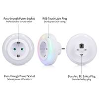 Luz Nocturna Inteligente Inalámbrica Portátil con Sensor Automático del Anochecer al Amanecer, Control Táctil, Cambio de Color RGB, con Enchufe
