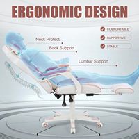 Chaise de bureau pivotante en cuir rose pour le gaming avec logo personnalisé, réglage de la hauteur du siège et dossier inclinable