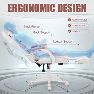 Silla de Oficina Giratoria de Cuero Rosa para Juegos, con Logotipo Personalizado, Reclinable, Ajustable en Altura, para PC - Product Image 6