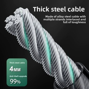 TOSUOD Cadenas <span class=keywords><strong>antivol</strong></span> 4 chiffres en alliage de zinc <span class=keywords><strong>pour</strong></span> vélo, câble en acier de 150 cm, <span class=keywords><strong>pour</strong></span> casque de moto et vélo, portable et durable - Product Image 4