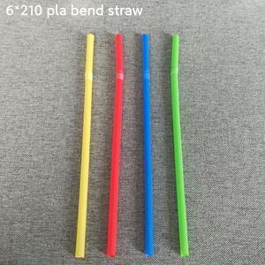 6mm 200mm PLA Paille Bendy colorée Accessoires de barre en plastique PLA biodégradables <span class=keywords><strong>pour</strong></span> les fêtes <span class=keywords><strong>Pailles</strong></span> compostables Boissons - Product Image 6