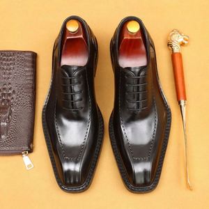 Zapatos formales de cuero para hombre, zapatos de trabajo profesionales de suela blanda, zapatos Oxford vintage británicos con punta puntiaguda, diseñador de lujo - Product Image 4