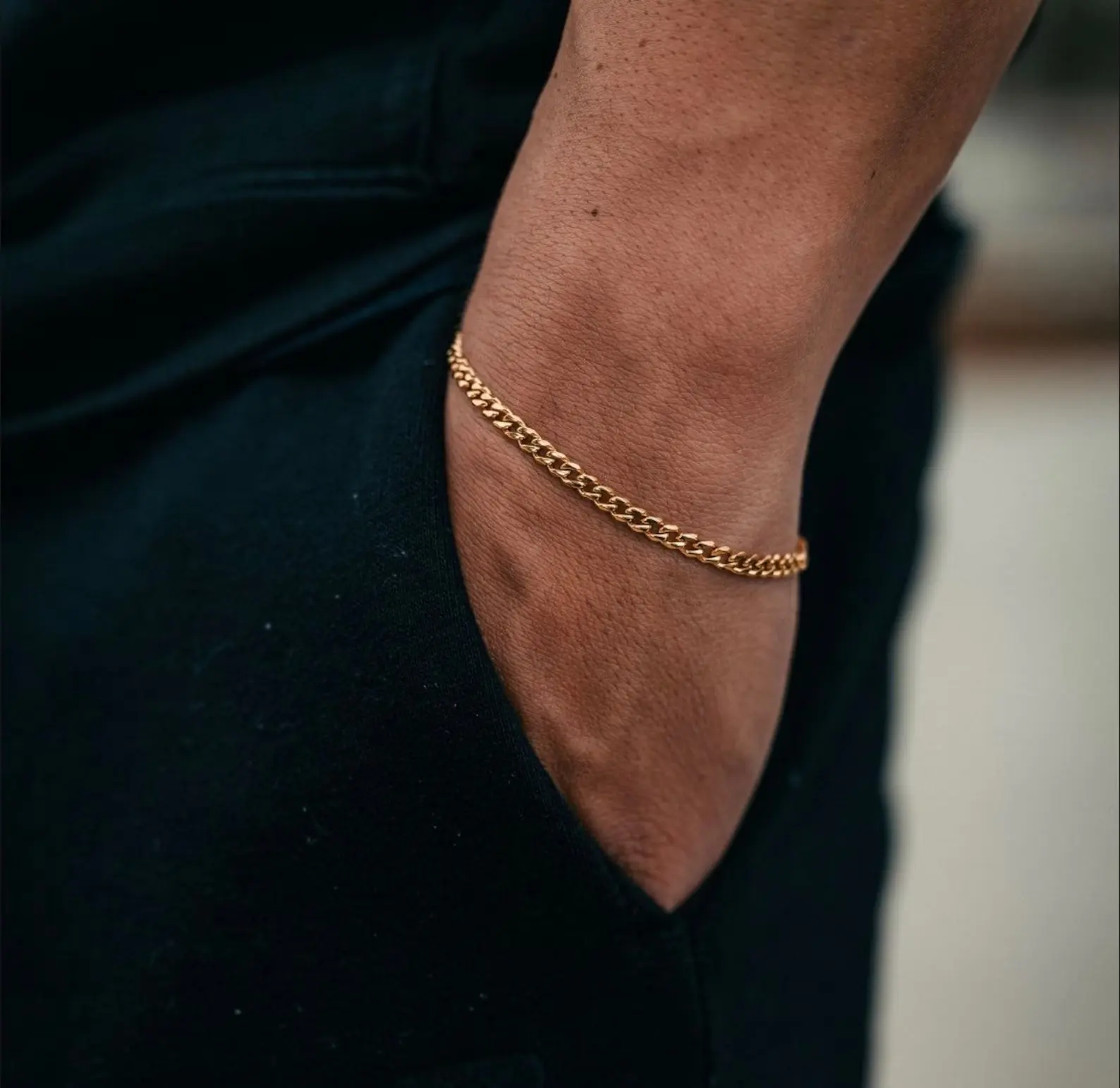 Braccialetto da uomo alla moda 3mm catena a cordolo sottile braccialetto di corda cubana Figaro gioielli da uomo catene di bracciali in argento dorato per regalo da uomo