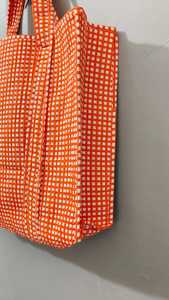 Sac fourre-tout en coton orange matelassé à motifs, ouvert en dessus, pour toutes les saisons - Product Image 5