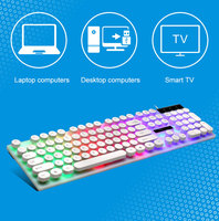 Clavier de jeu OEM d'usine avec touches rondes, clavier de jeu personnalisé 104 touches, clavier de jeu pour ordinateur de style punk, clavier de jeu filaire USB pleine taille