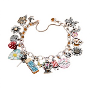 Pendentif pour homme <span class=keywords><strong>James</strong></span> Avery, thème romantique vintage, plaqué argent, émail, motifs tournesol, campanule, crème glacée, grande roue - Product Image 3