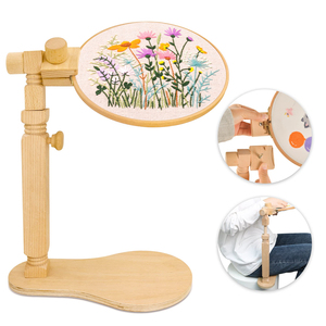 Rotated Needlepoint Frame Stand Beech Wood Adjustable Embroidery Hoop Cross Stitch Stand Lap for Art Craft Sewing Needlework