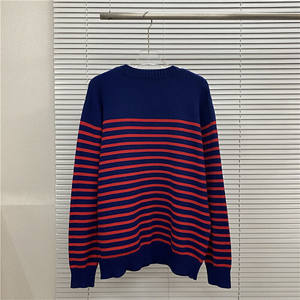 Camiseta de punto informal y versátil para hombre y mujer, con estampado de letras de marca de moda, de manga larga, con rayas, cuello redondo, estilo suéter VT - Product Image 5