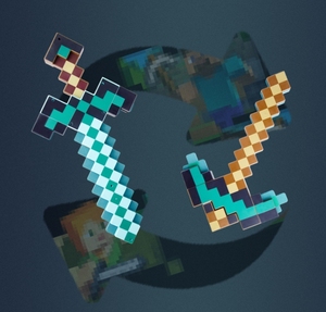 Minecraft変形可能ツーインワン玩具ダイヤモンドソードとライトセーバーサウンド & ライトエフェクトプラスチック周辺ゲーム武器 - Product Image 1
