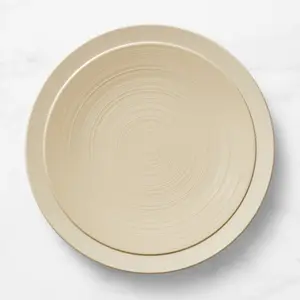 Wholesales decorative embossed round plate wedding restaurant serving dishes steak pasta ceramic dinner plates