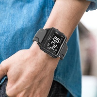 Montre numérique sportive carrée SMAEL 8128 Chrono, lumineuse, résistante à l'eau 5 ATM, mode, colorée, avec alarme et bracelet en silicone