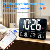 Horloge numérique LED intelligente WIFI, contrôle par application, synchronisation automatique de l'heure, DST, 13 pouces, avec affichage de la température et de l'humidité, horloge de bureau pour la maison et le bureau