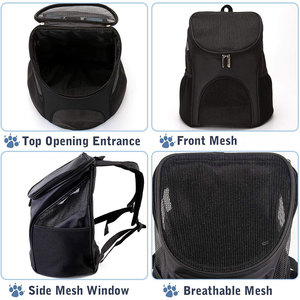 Sac à dos de transport pour chien et chat en gros, tissu en maille respirant, polyester, fermeture éclair, pliable, sac de transport pour animaux de compagnie, voyage, randonnée, marche - Product Image 2