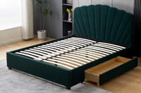 Cadre de lit souple au design moderne avec tête de lit et pied de lit capitonnés Nouveau cadre de lit en bois durable et fiable