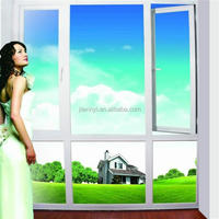 Ventana abatible de aluminio doble NFRC AS2047 moderna, ventanas fijas medias, perfil de rotura térmica de vidrio Low-E para apartamento