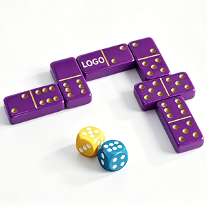 Jeu de dominos double six en acrylique transparent avec logo personnalisé, points de couleur or violet, 28 blocs, dominos en résine de luxe pour fête, cadeau familial, jeu - Product Image 3