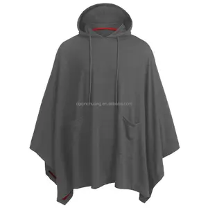 Fashionable men's cape hoodie solid color loose hooded cape street wear