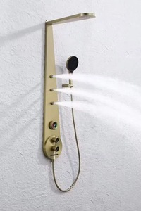 Настенная смарт-панель для душа с цифровым дисплеем, эффектом тропического ливня, массажем поясницы и LED-подсветкой, цвета: серебро, золото, оружейная сталь, латунь - Product Image 2