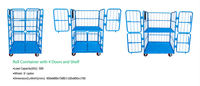 Palette logistique pliable en fer, cage de stockage à 4 côtés, chariot roulant emboîtable avec roues de 5 pouces, capacité de 500 kg, revêtement en poudre
