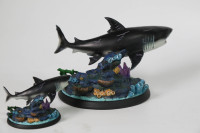 Figurines miniatures de requins blancs peintes à la main en résine, ensemble de décoration sur le thème de l'océan avec base en corail