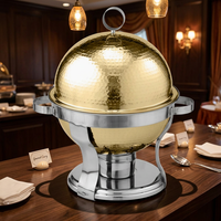 Mini Réchaud de Table avec Support Courbé en Laiton Argenté et Acier Inoxydable Martelé, Style Moderne Classique, pour Hôtels et Mariages, Chauffe-Plats Chaman
