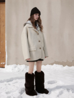 Ensemble deux pièces femme automne-hiver : Manteau matelassé chaud en laine, cardigan à capuche ample, en cachemire détachable – Grande Vente