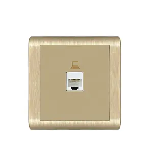 PC Wall Socket Europe Standard Luxury Gold Color RJ45 1 Gang Computer Electric Wall Socket For Home