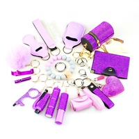 Kit de Porte-Clés d'Auto-Défense DIY Libre Combinaison pour Femmes avec Strass Scintillants, Ensemble de Sécurité Multi-Fonction