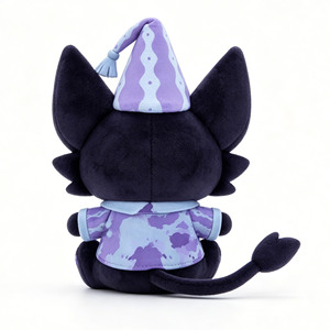 Nuovo Giocattolo di Peluche Corto a Tema Halloween Gatto Nero Dormiente Luna, Ispirato al Gioco Eggy Party, con Imbottitura in Cotone PP - Product Image 5