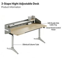 Bureau debout électrique réglable en hauteur, disponible en plusieurs couleurs, avec panneaux d'écran, adapté aux bureaux et aux études.